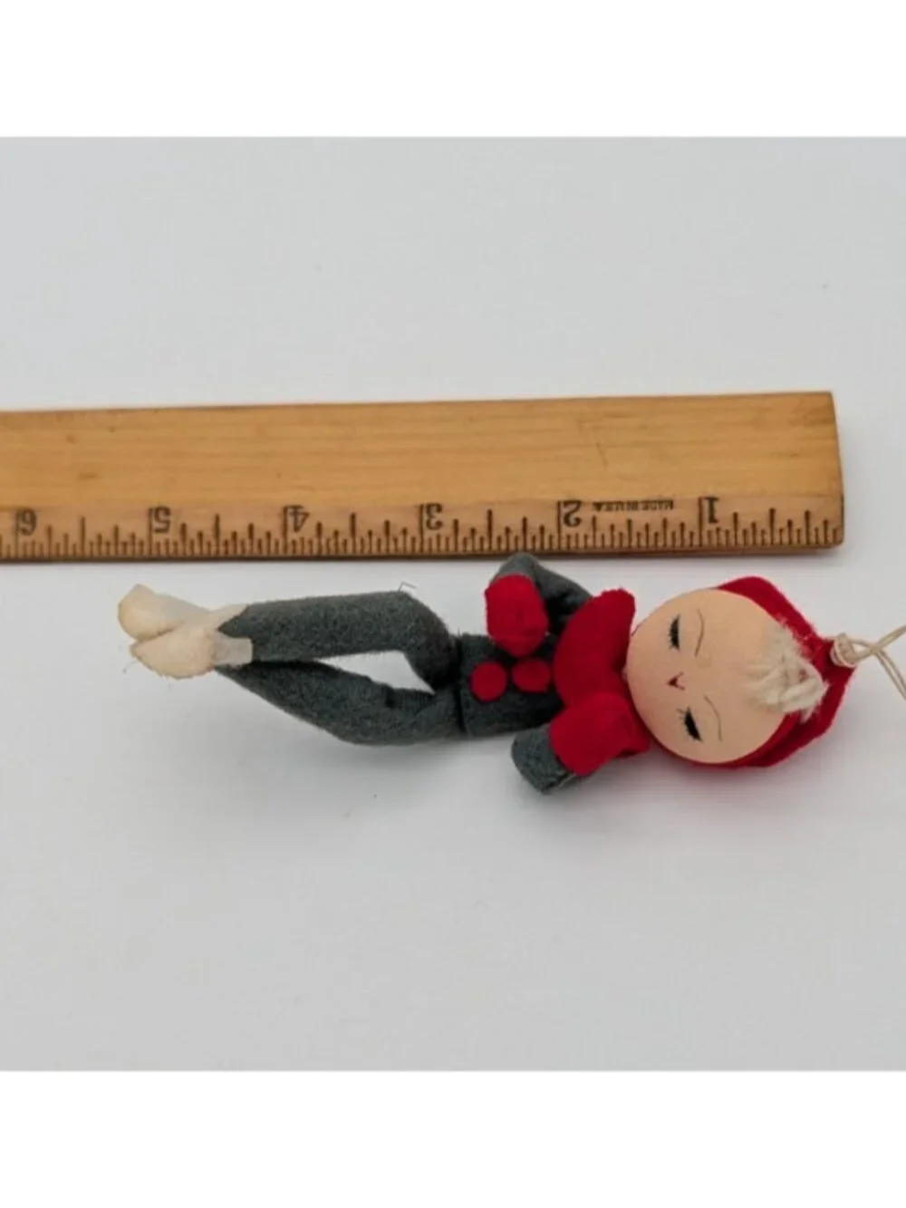 Vintage Japan Pixie Elf Knee Hugger Felt Ornament Christmas MCM  Kitschy